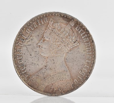 Lot 300A - A Victorian ‘Gothic’ silver crown, 1847, edge...