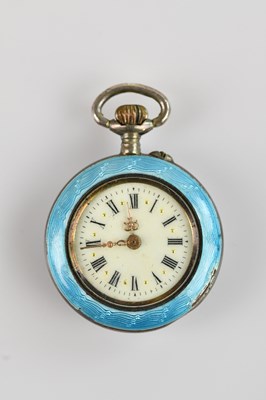 Lot 416 - A white metal and enamel crown wind open faced...