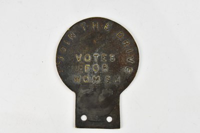 Lot 2258 - A brass Suffragette 'Join the Drive, Vote for...