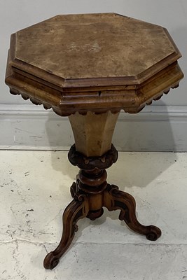 Lot 2060 - A Victorian walnut octagonal sewing table,...