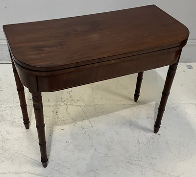 Lot 91 - A 19th century mahogany fold-over card table,...