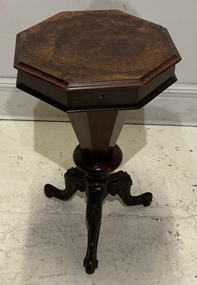 Lot 2038 - A Victorian burr walnut octagonal sewing table,...