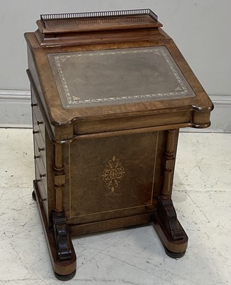 Lot 2029 - A late Victorian inlaid walnut Davenport,...
