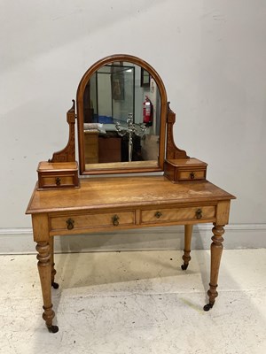 Lot 2068 - A Victorian satin birch dressing table with...