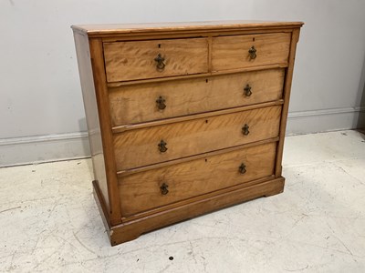 Lot 2030 - A Victorian satin birch chest of two short and...