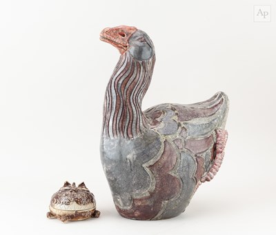 Lot 274 - JENNIE HALE; a large raku sculpture of a goose...