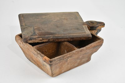 Lot 2198 - A 19th century treen spice box, 10 x 17 x 20cm.