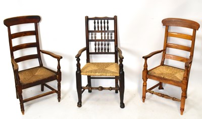 Lot 1642 - Two 19th century bar back elbow chairs