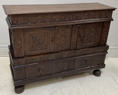 Lot 74 - A 19th century carved oak cabinet, height 97cm,...