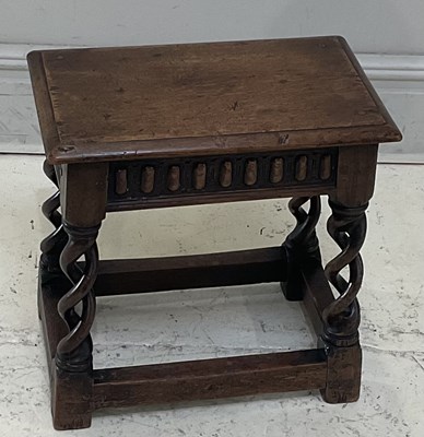 Lot 73 - A 19th century oak joint stool, height 45cm,...