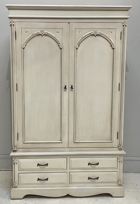 Lot 157 - A modern white painted wardrobe, height 207cm,...