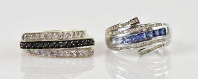Lot 2384 - A 14ct white gold clear and black diamond...