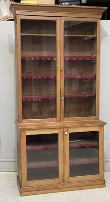 Lot 2018 - A Victorian pine kitchen cabinet, with pairs...