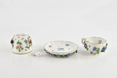 Lot 1013 - MEISSEN; a floral encrusted porcelain cup and...