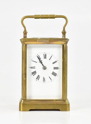 Lot 208 - A brass cased carriage clock, with white...