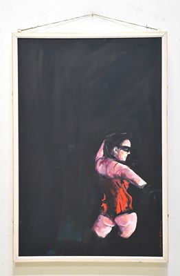 Lot 1005 - HAYDEN CHARLES; oil on canvas 'Masked Female'...