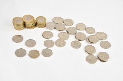 Lot 521 - A collection of fifty pence pieces comprising...