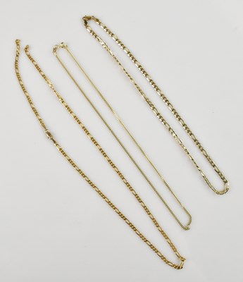 Lot 2168 - A 9ct yellow gold flat link necklace, length...