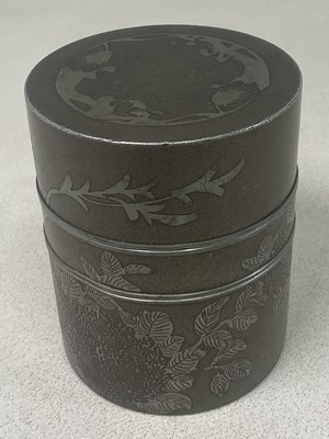Lot 125 - An unusual Chinese cylindrical tea canister...