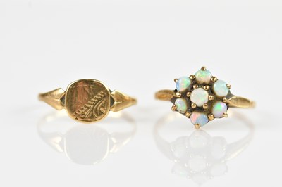 Lot 2556 - A lady's 9ct gold signet ring, size O, and a...