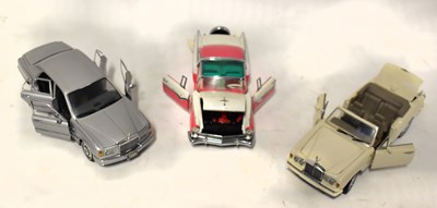 Lot 344 - Four Franklin Mint model cars, a pewter...