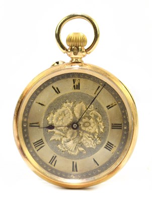 Lot 1769 - A 18ct yellow gold crown wind open face pocket...