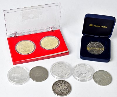 Lot 767 - A Victorian silver crown, 1889, two...