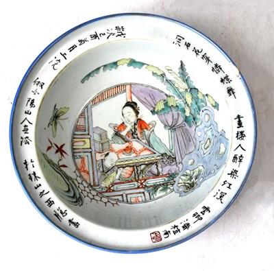 Lot 167 - A Chinese porcelain washing bowl, hand painted...