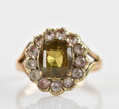Lot 368 - A 9ct yellow gold and citrine dress ring, size...