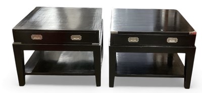 Lot 44 - A pair of modern contemporary ebonised and...