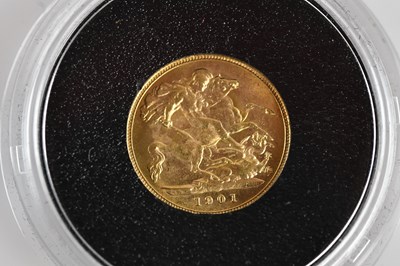 Lot 1106 - A Victorian half sovereign, 1901, old head.