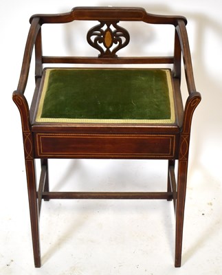 Lot 1665 - An Edwardian inlaid mahogany piano stool