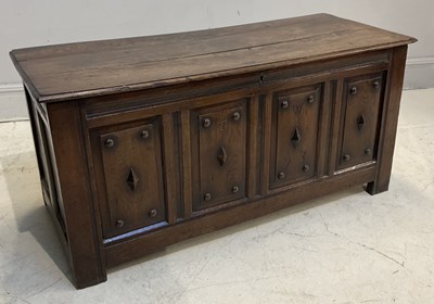Lot 2040 - A 17th century oak coffer, inscribed ‘TW,...