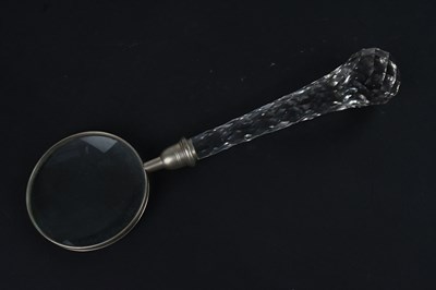 Lot 228 - A large cut glass handled magnifying glass,...
