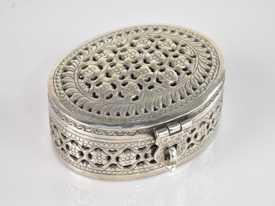 Lot 146 - An Eastern pierced trinket box, stamped...