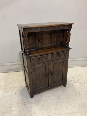 Lot 2059 - A reproduction oak court cupboard, height...