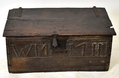 Lot 1709 - An 18th century oak rectangular bible box