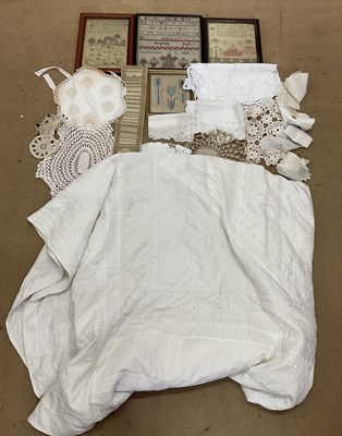 Lot 75 - A sampler, 31 x 30cm, framed and glazed,...