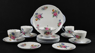Lot 1066 - SHELLEY; a part tea service with floral...