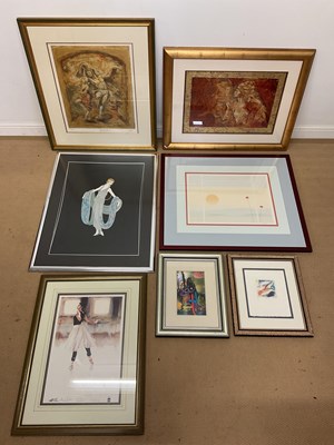 Lot 164 - Seven decorative framed and glazed prints,...