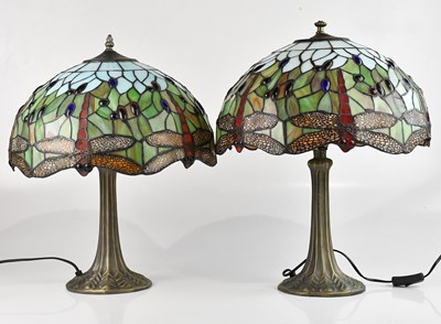 Lot 2332 - A near pair of modern Tiffany style lamps,...