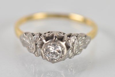 Lot 1236 - An 18ct yellow gold diamond solitaire ring,...