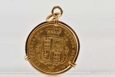 Lot 1091 - A Victorian half sovereign, 1872, shield back,...