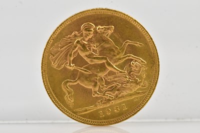 Lot 1072 - A George V full sovereign, 1931, South African...