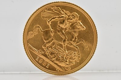 Lot 1074 - An Elizabeth II full sovereign, 1981.