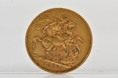 Lot 1076 - A Victorian full sovereign, 1880, young head.