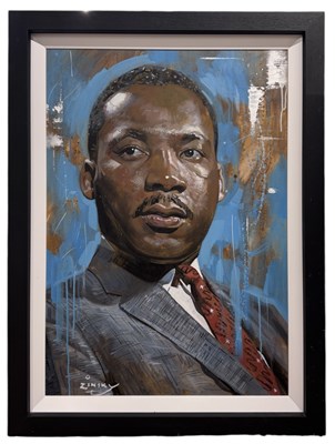 Lot 134 - ZINSKY; oil on canvas, 'Martin Luther King Jr',...