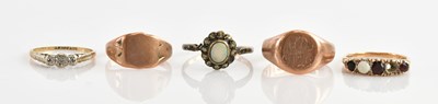 Lot 558 - A 9ct rose gold signet ring, size S, a 9ct...