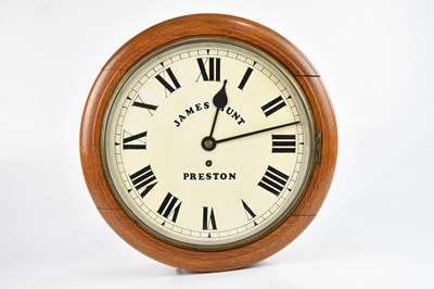 Lot 204 - JAMES HUNT, PRESTON; an oak cased station...