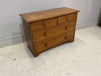 Lot 153 - An old pine chest of two short over two long...